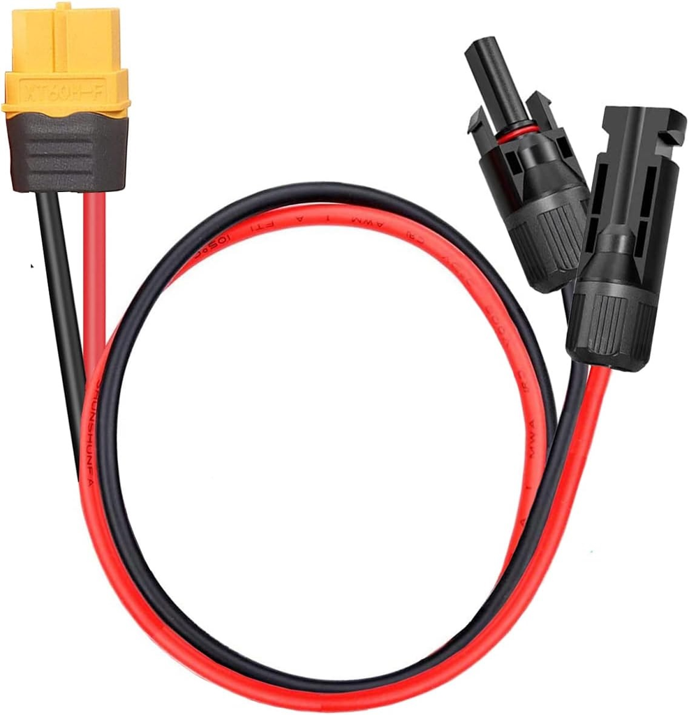 Cable Adaptador Fotovoltaico XT60 12AWG para Panel Solar a Estación EcoFlow 0.6Mt