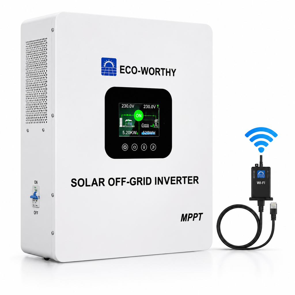 Inversor Solar Híbrido ECO-WORTHY 5KW 48V Monofásico 110V/120V MPPT 100A UL1741