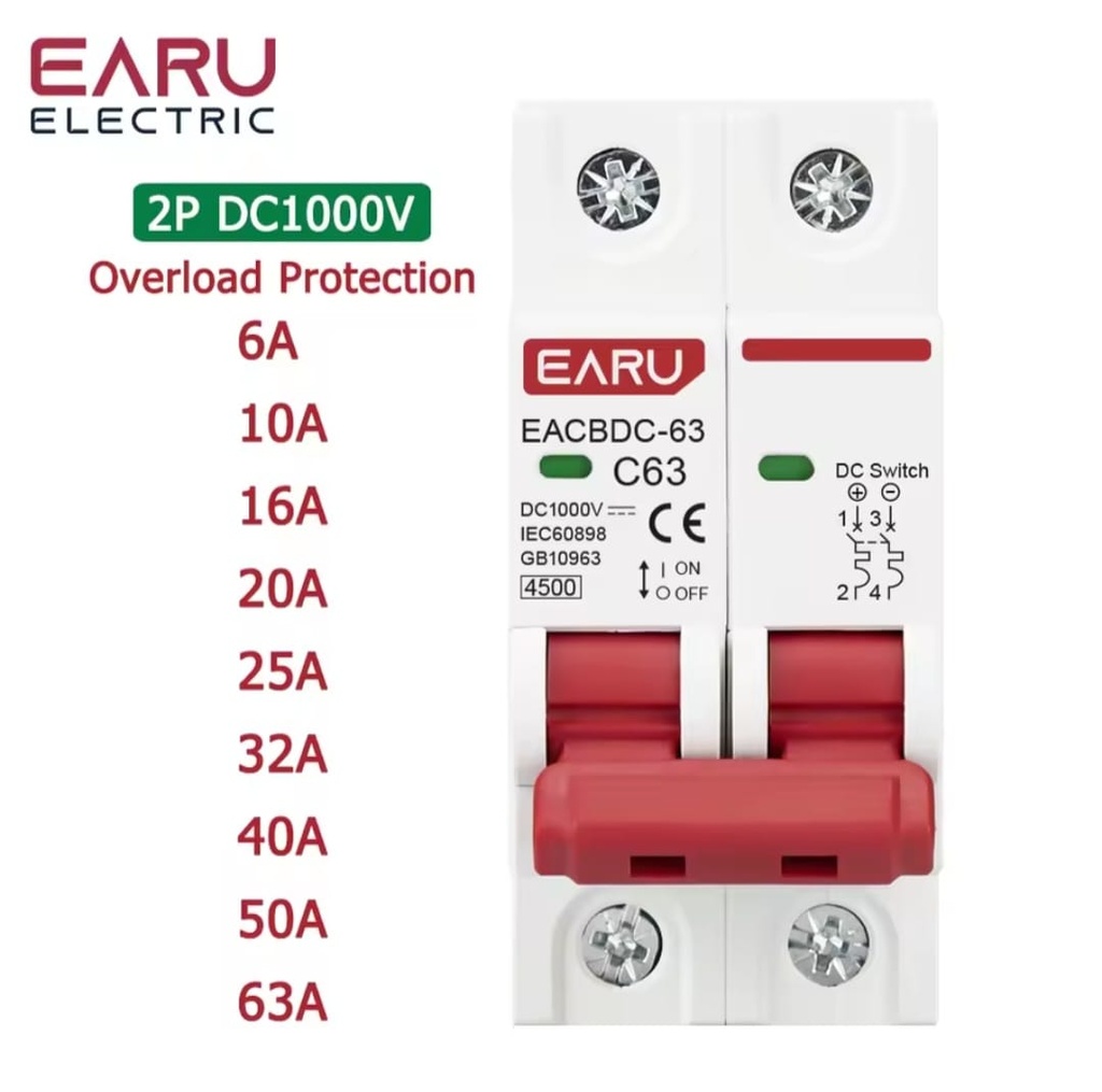 Breaker Interruptor DC EARU EACBDC-63 2P 20A 1000V